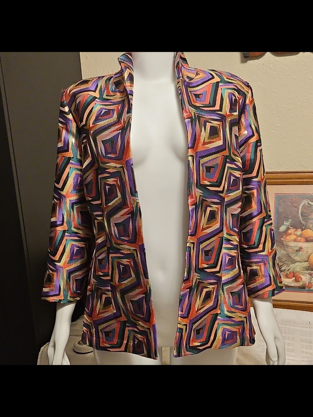Open-Front Geometric Print Women's Tunic - Multicolor